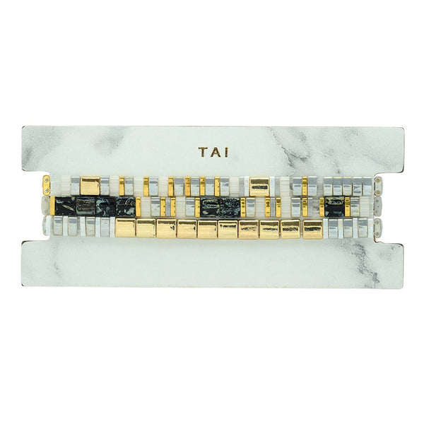 TAI | Set of 3 - Tila Beaded Bracelets : Grey