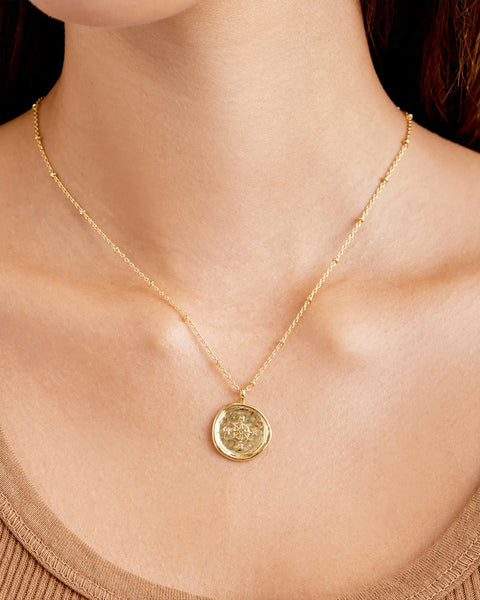 Compass Coin Necklace - Gold