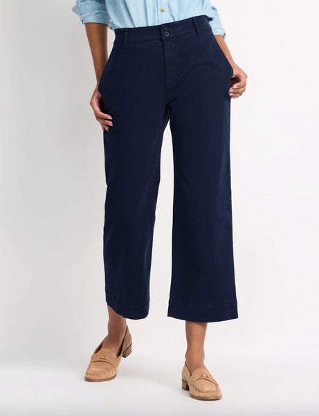 Saige Wide Leg Crop - Harbor Navy