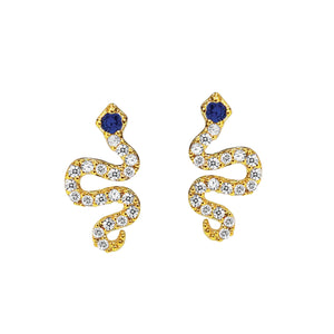 Pave Snake Studs Sapphire Blue