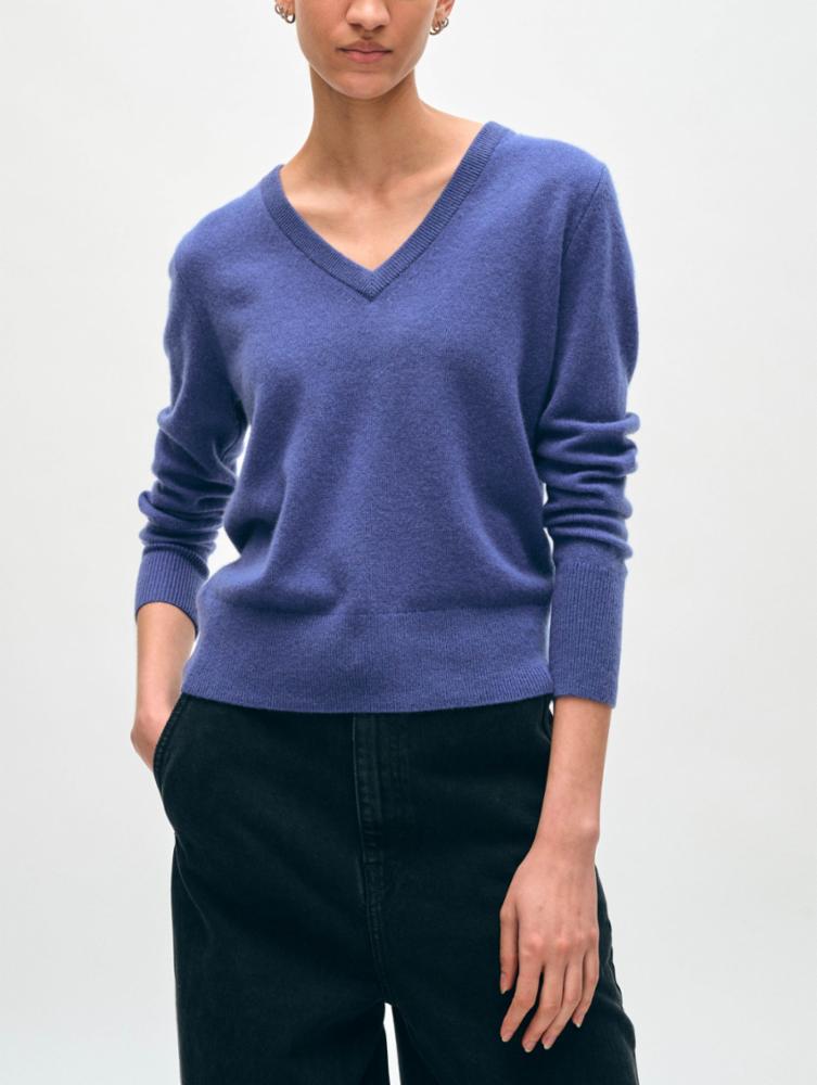 Cashmere V Neck - Blue Dusk