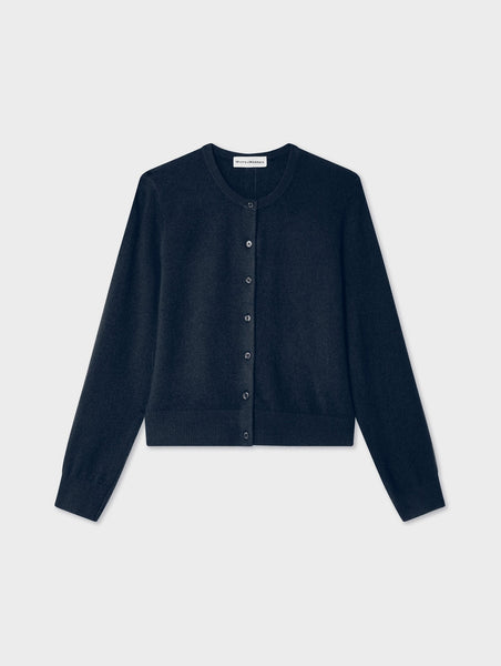 Cashmere Crewneck Cardigan - Deep Navy