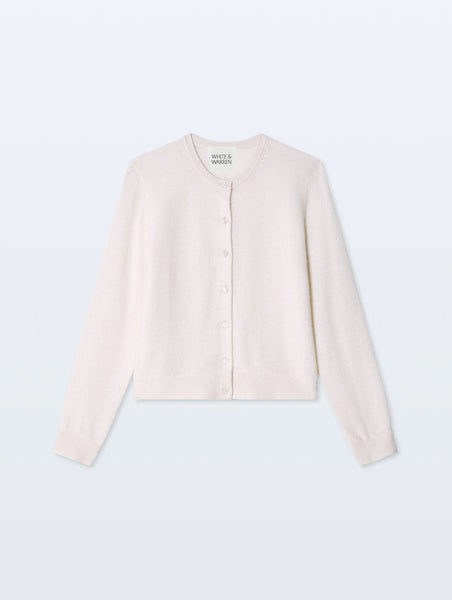 Cashmere Crewneck Cardigan - Soft White
