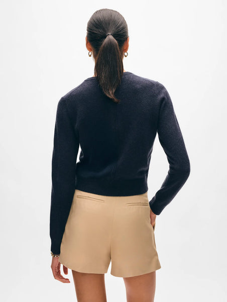 Cashmere Crewneck Cardigan - Deep Navy