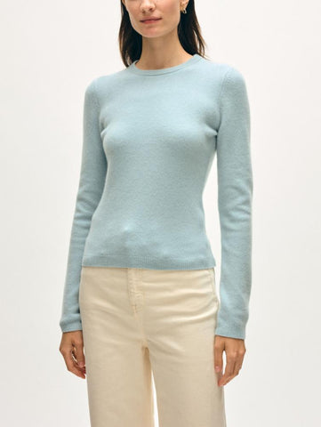 Cashmere Slim Stretch Crew - Blue Fog