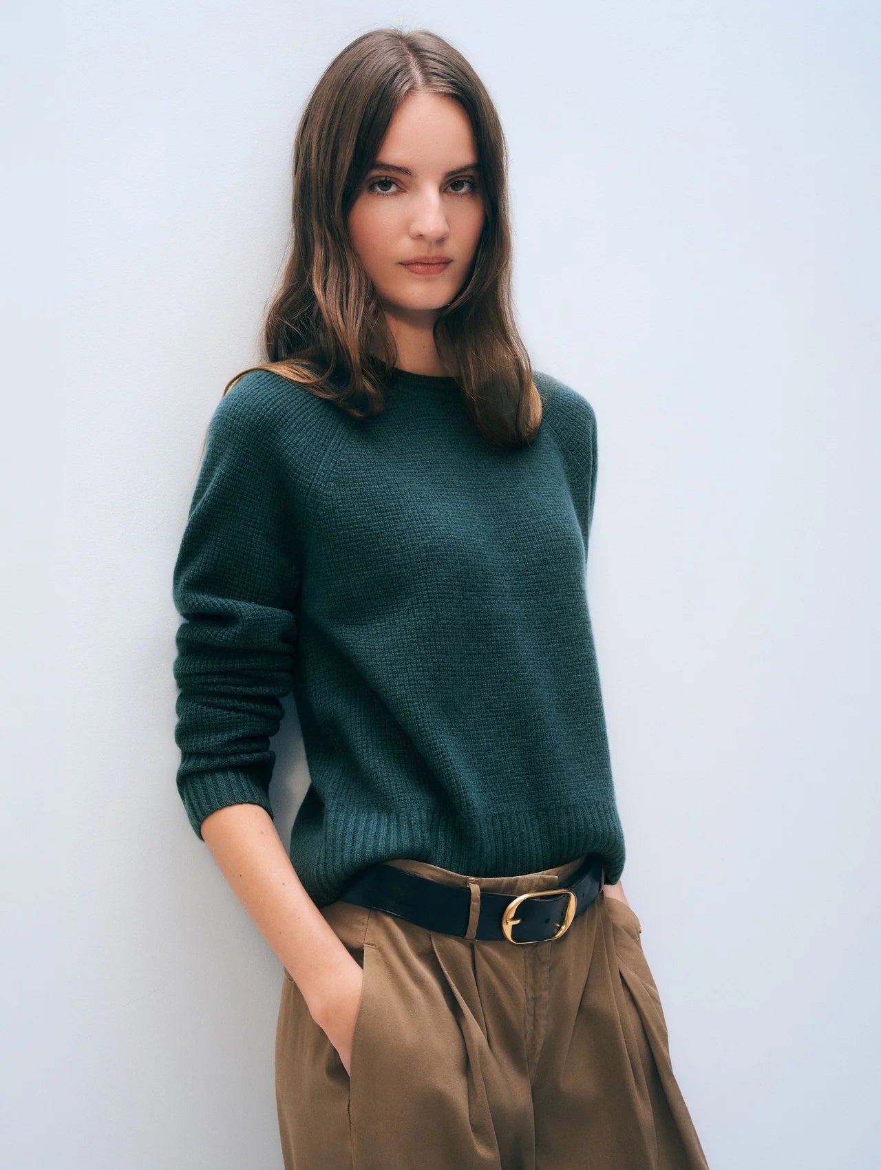 Cashmere Waffle Sweater - Green