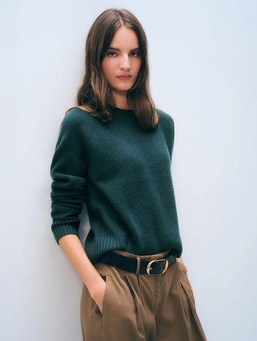 Cashmere Waffle Sweater - Green