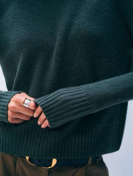 Cashmere Waffle Sweater - Green
