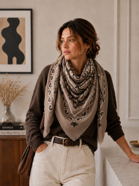 Sasha Bandana Scarf: Taupe