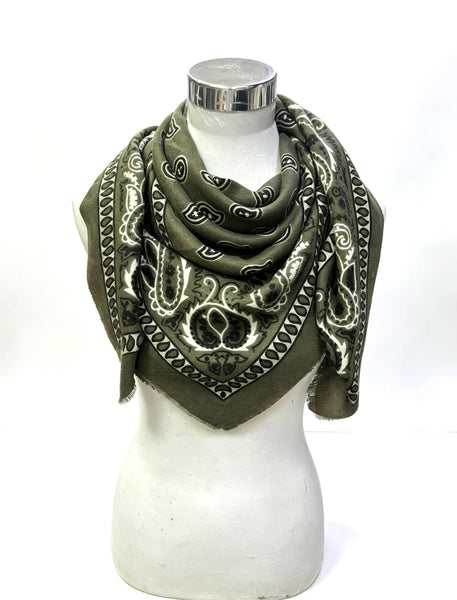 Julia Large Bandana Scarf: Olive
