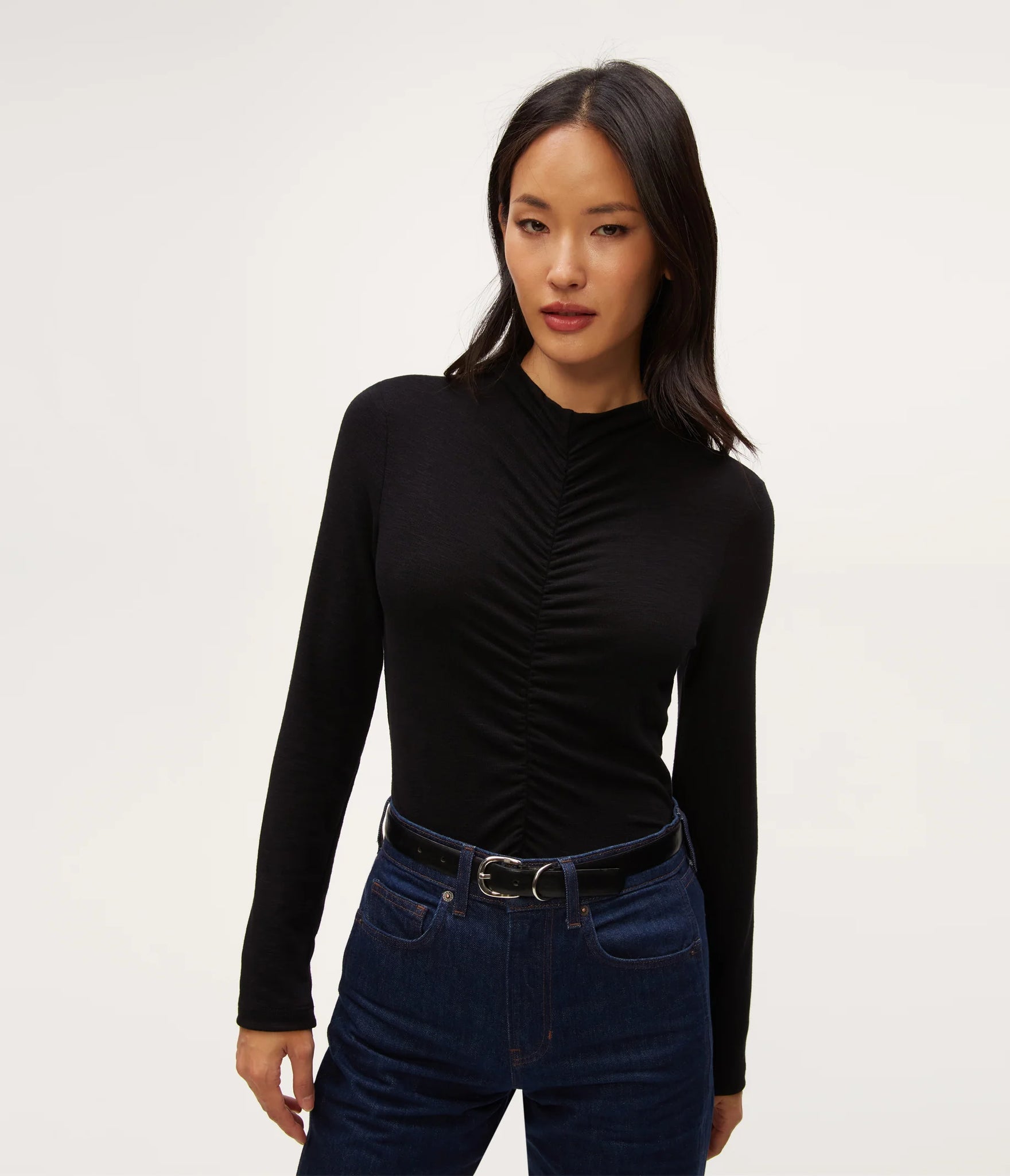 Evelyn Ruched Top - Black