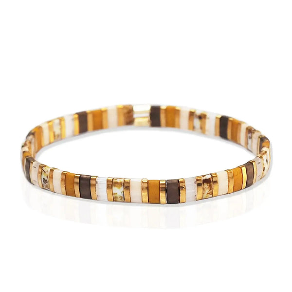 TAI | Handmade Marbelized Beaded Bracelet: Mustard-5
