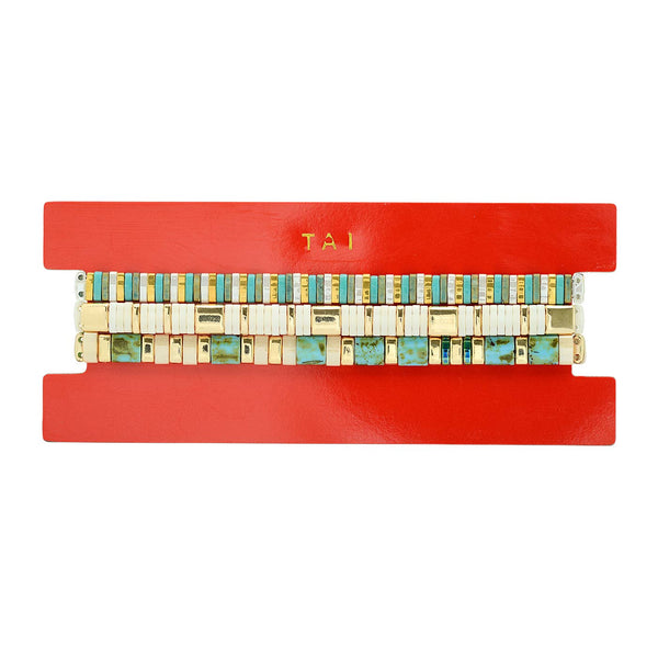 TAI | Set of 3 Tila Beaded Bracelets: Pink