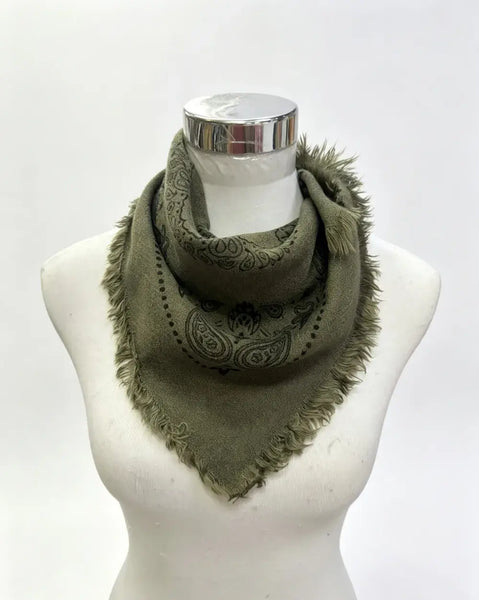 Sienna Square Bandana Scarf: Olive
