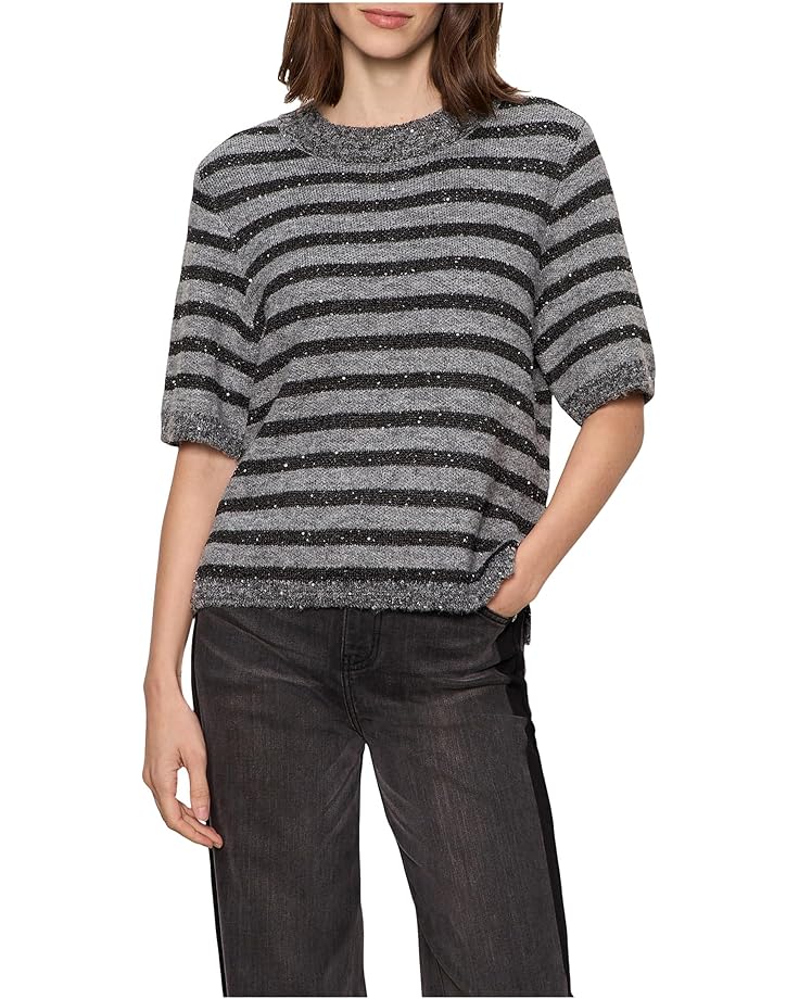 S/S Shine Sweater Tee - Grey/Black