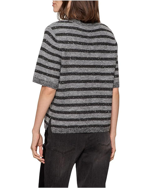 S/S Shine Sweater Tee - Grey/Black