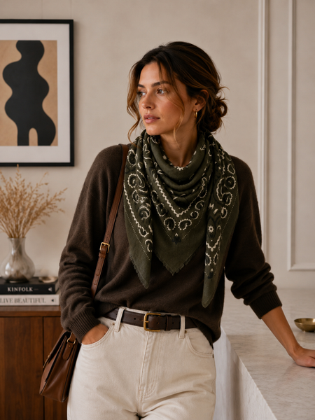 Sasha Bandana Scarf - Olive