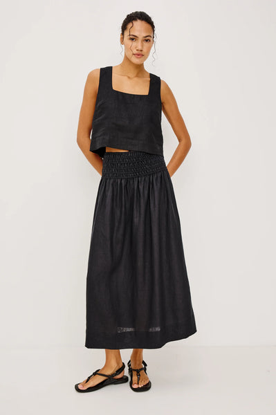 Alessa Skirt - Black Linen