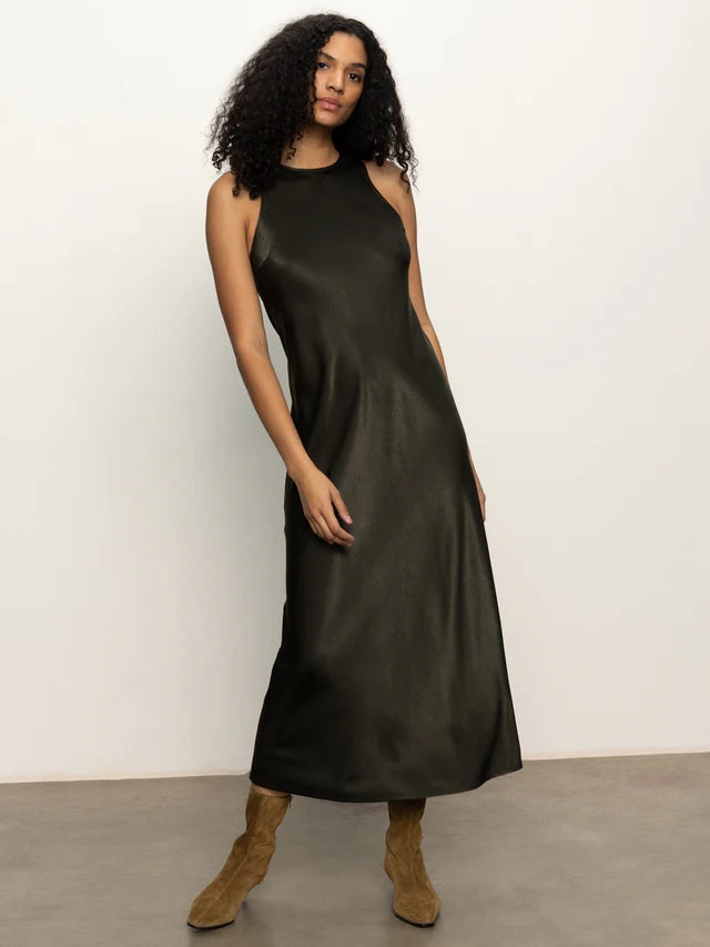 Everyday Satin Dress - Black Olive