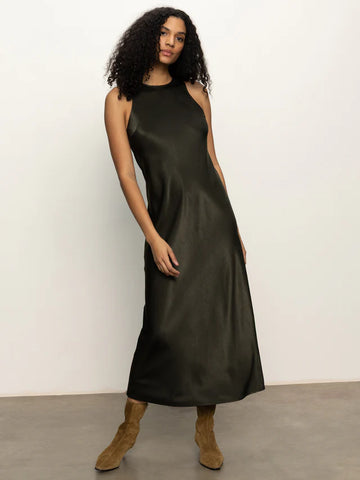 Everyday Satin Dress - Black Olive