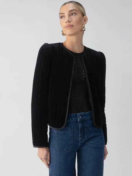 Quilted Velvet Jacket - Black