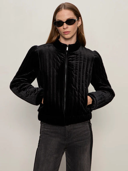 Quilted Velvet Jacket - Black