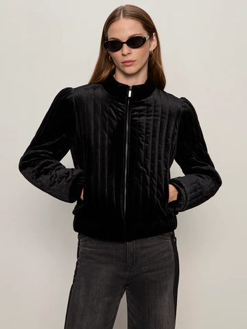Quilted Velvet Jacket - Black