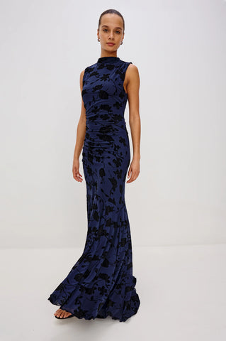 Cosmos Dress -  Navy Tossed Roses