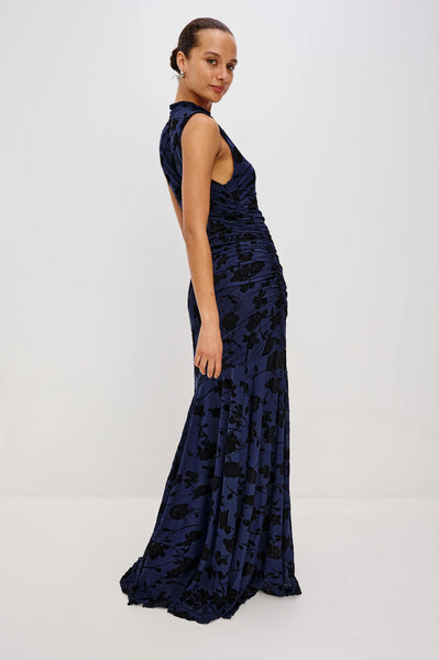 Cosmos Dress -  Navy Tossed Roses