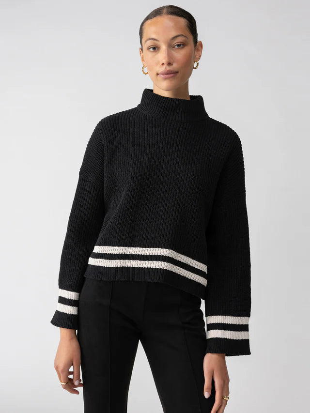 Stay Cozy Sweater - Blk + Toasted Stripe