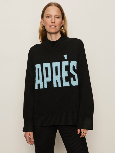 Apres Ski Sweater - Black W/Aquamarine