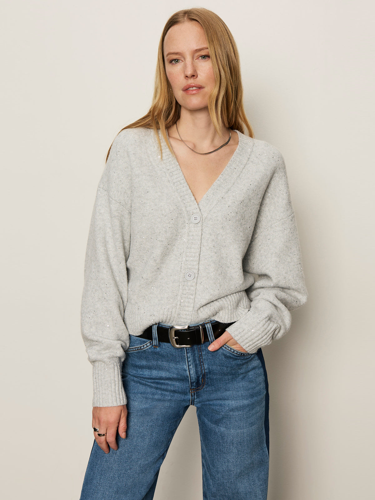 Shimmer Cardi - Heather Grey Sparkle