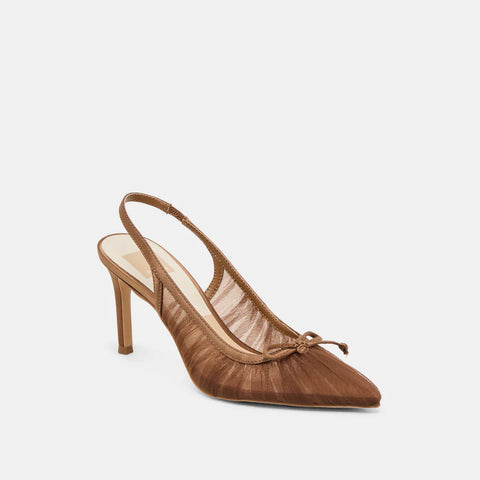 Yela Heels - Mid Brown Tulle