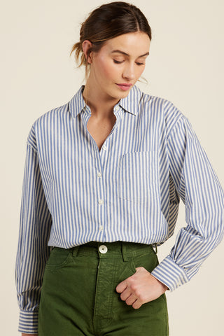 Blake Oversized Shirt - Blue Oxford Stripe