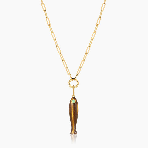 Fortuna Tiger's Eye Fish Charm