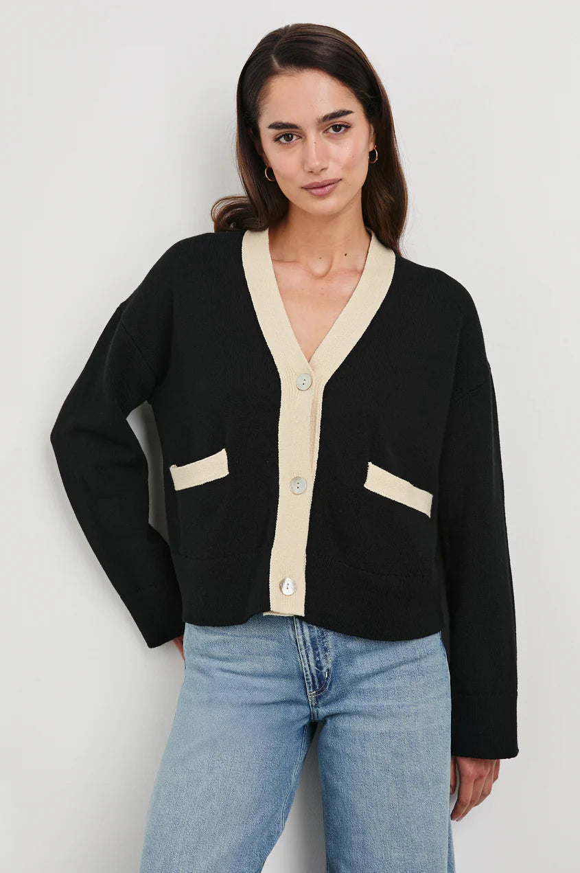 Geneva Cardigan - Black/Ivory