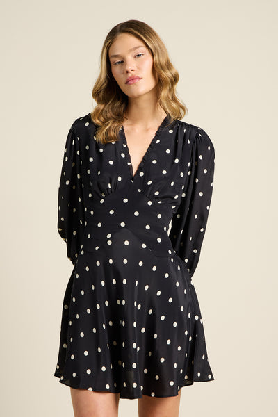 Paulina Dress - Black Polka Dots