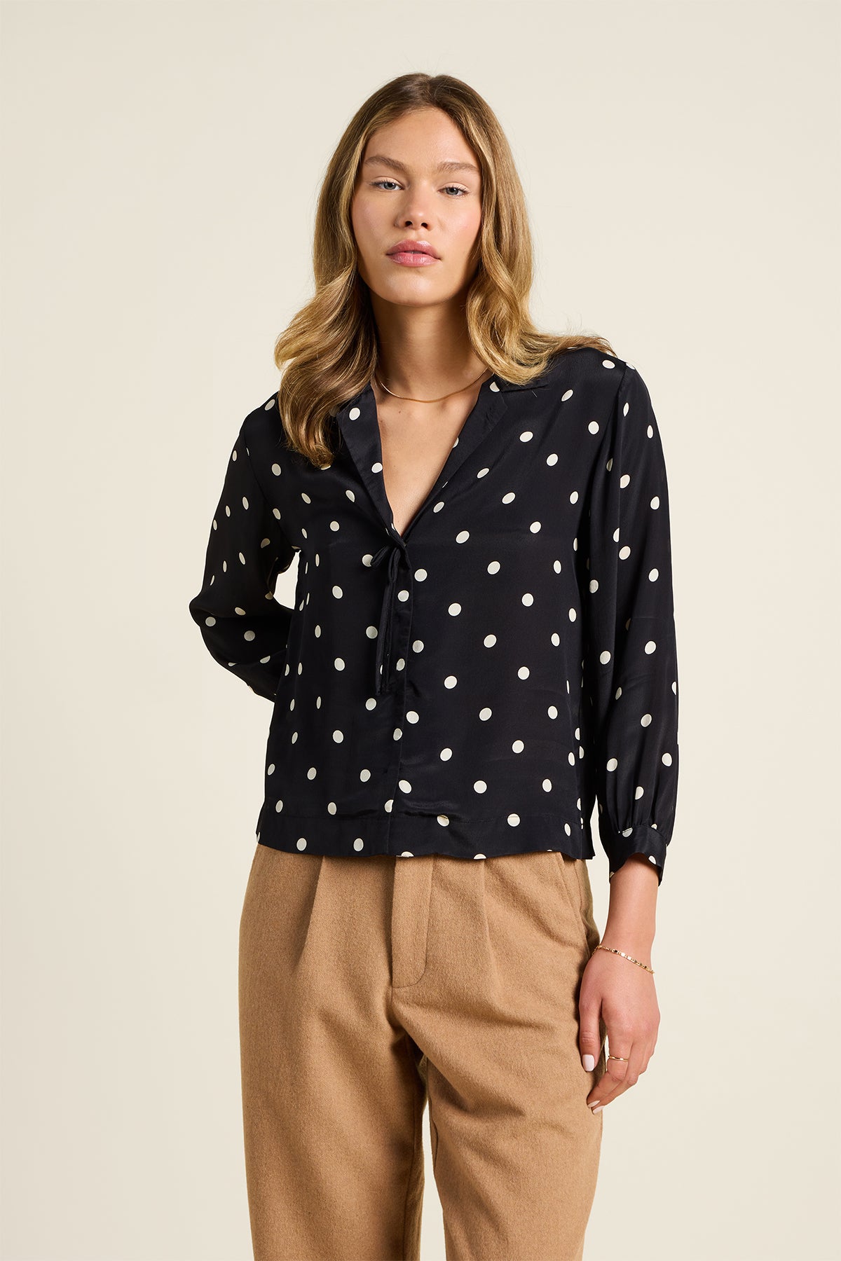 Yvonne Blouse - Black Polka Dots