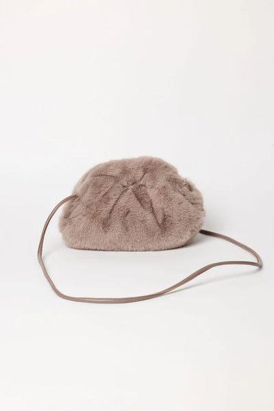 Faux Fur Clutch - Taupe