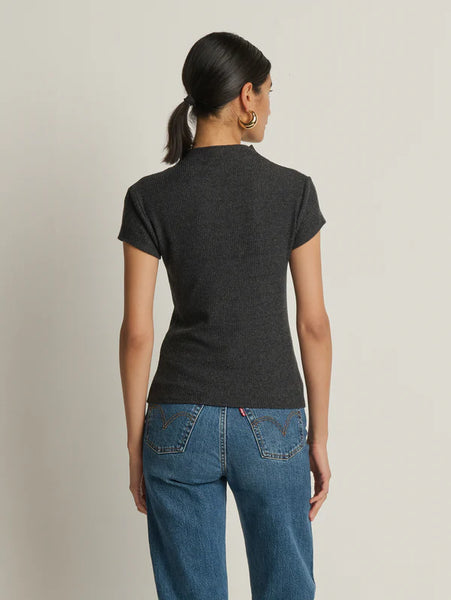 Katie Draped Top - Heather Charcoal