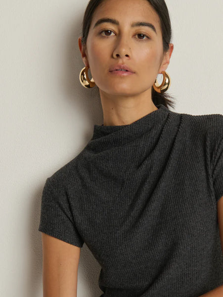 Katie Draped Top - Heather Charcoal