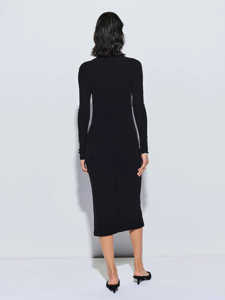 Leni Side Snapped Dress - Jet Black