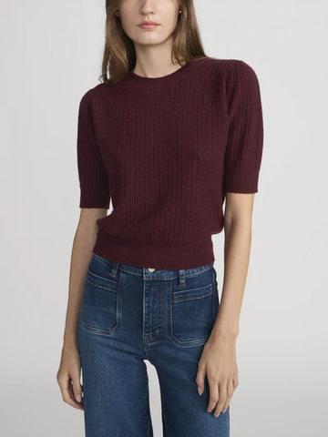 The Chain Pointelle Sweater - Cabernet