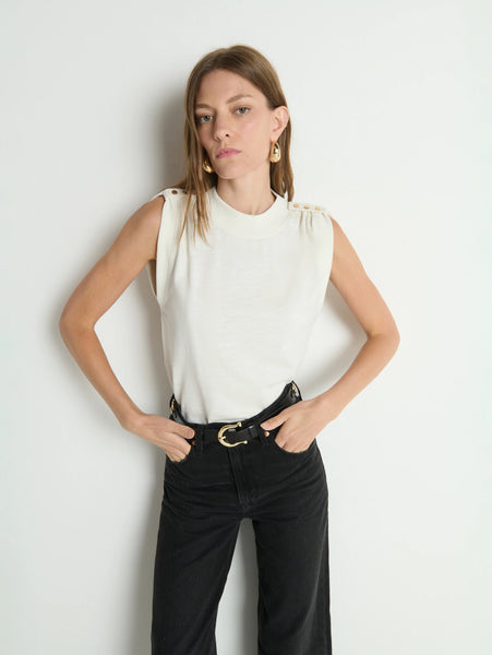 Mikka Buttoned Tank - Porcelain