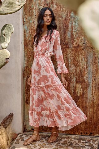Lucinda Dress - Coral Blooms