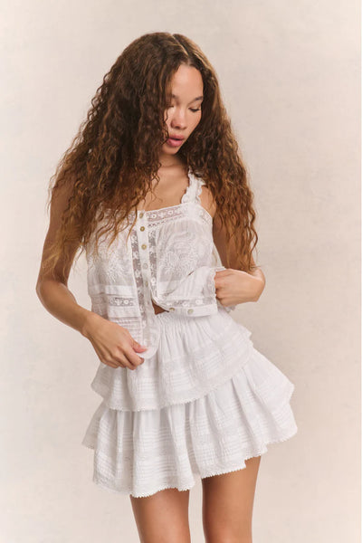 Ruffle Mini Skirt - Antique White