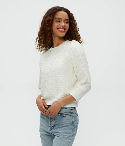 Leonora Puff Sleeve Sweater - White