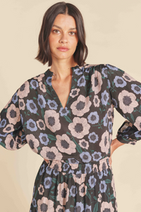 Bailey Blouse - Navy Poppies