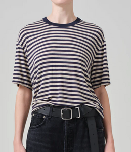 Elisabetta Relaxed Tee - Navy Stripe