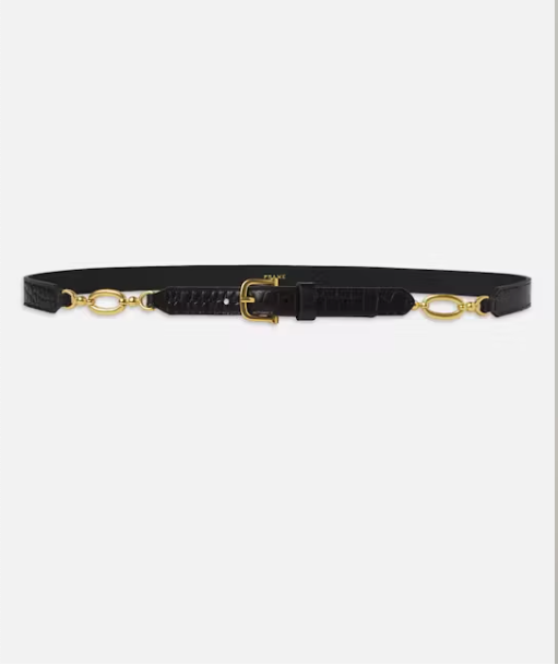 Jewelry Detail Belt - Black Croc